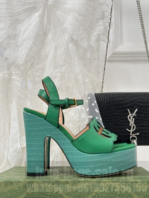 GUCCI WOMEN'S INTERLOCKING G SANDAL GREEN