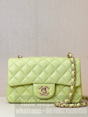 Chanel MINI CLASSIC HANDBAG Lambskin & Gold-Tone Metal A69900 light green