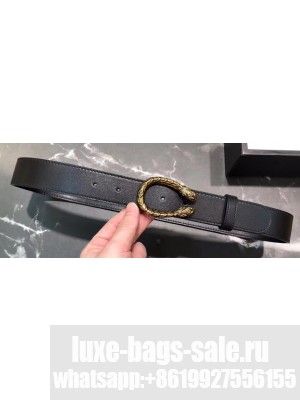 Gucci Width 3/3.5cm Leather Belt Black/Gold with Dionysus Buckle