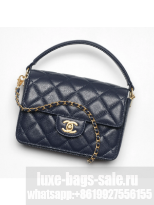 Chanel MINI FLAP BAG WITH TOP HANDLE AS5165 Navy Blue