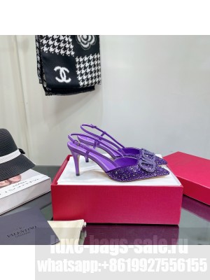 Valentino VLogo Slingback Pumps 8cm With Purple Crytal 2022 Collection