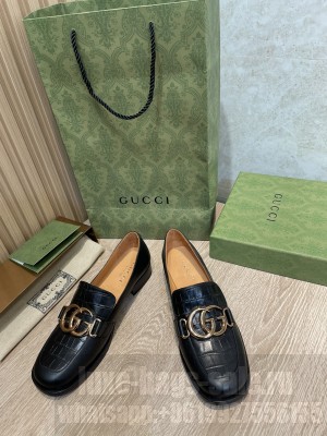 Gucci Crocodile leather Loafer Double G Black 2022 Collection