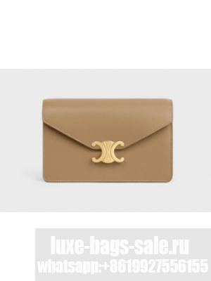 Celine WALLET ON CHAIN MARGO IN SHINY CALFSKIN 10L033 SMOKED BROWN