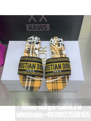 Dior DWAY SLIDE Yellow Jute Canvas Embroidered with Dior Union Motif 2022 Collection