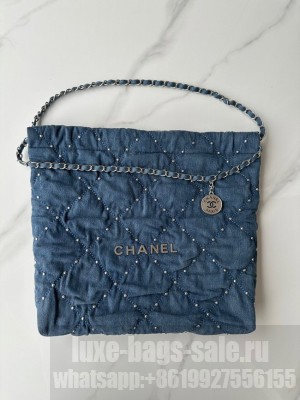 CHANEL 22 HANDBAG AS3261 Denim Blue