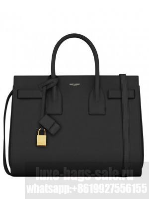 Saint Laurent Sac De Jour Topstitched Leather Satchel Bag Black