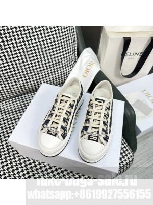 Dior Walk'n'Dior Low-top Platform Sneakers in Blue Oblique Embroidered Cotton