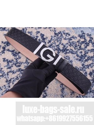 Gucci Width 3.8cm Leather Signature GG Belt with Single G Buckle Black 2019