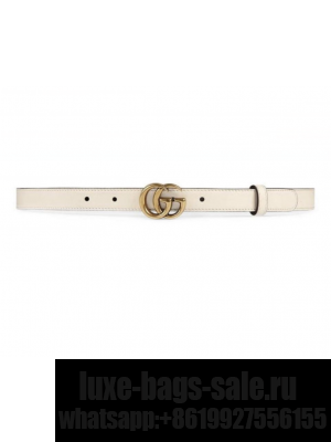 Gucci Calfskin Belt 25mm with GG Buckle White/Gold 2020 Collection