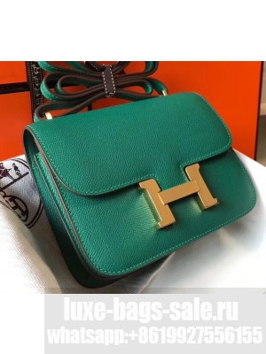 Hermes Constance Mini/MM Bag in Epsom Leather Peacock Green with Gold Hardware