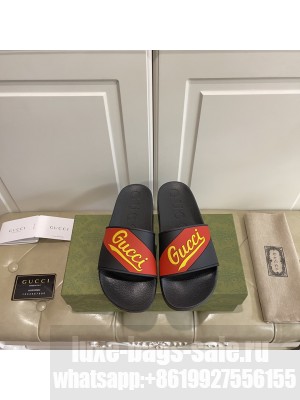 GUCCI Men's Rubber Flat Slide Sandals 01 2021 Collection