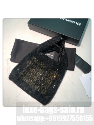 Alexander Wang Wanglock Mini Shopper Tote Bag With Crystal Rhinestone Chain Mesh Thank You Black