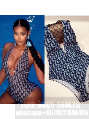 Dior Blue Oblique Technical Fabric Swimsuit 2021