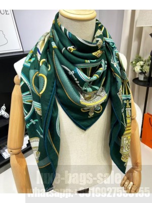 Hermes Women's Stately Wheels Scarf Green