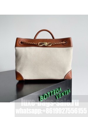 Bottega Veneta Andiamo calfskin 810214 brown silver& canvas