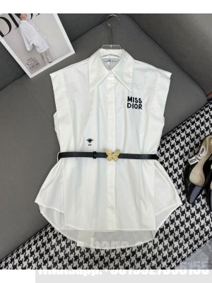 Christian Dior Women's Lettering Embroidered Shirt White