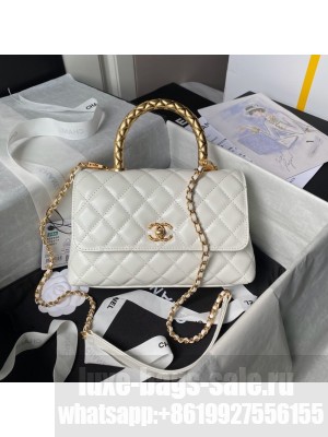 Chanel FLAP BAG WITH TOP HANDLE AS92990 white