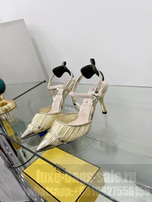 Fendi Colibri Slingback in Gold Mesh 85mm 2022 Collection