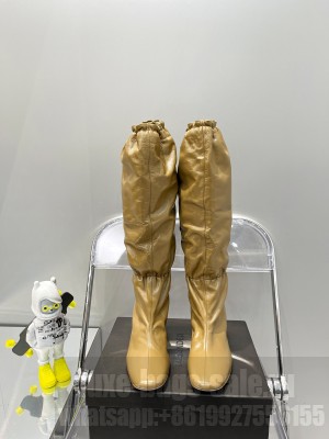 Jil Sander 7cm Round heel stretch long boots brown