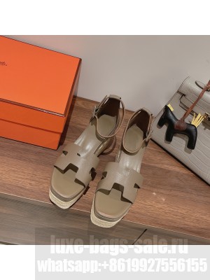 HERMES HEEL 8.5CM PLATFORM 5CM ELDA WEDGE ESPADRILLES 05