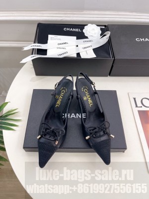 Chanel slingback pumps pointed leather black 2025