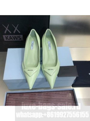 Prada Leather gabardine 3cm green pumps 
