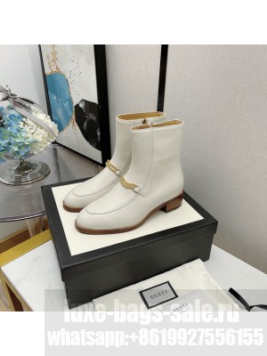 Gucci Women's White GG Chain Ankle Boot 2021 Collection