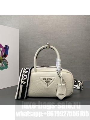 Prada Double leather small bag 1BB102 white