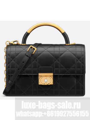 Medium Dior Ange Bag Black Macrocannage Calfskin M4402U