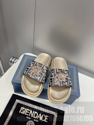 Versace x Fendi Unisex Fendace Flat Slide Sandals 2022 Collection 012