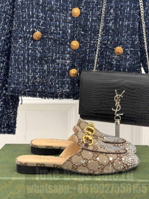 Gucci Women's Princetown slipper Crystal Canvas Beige 2025