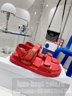 Christian Dior DiorAct Sandal Flat Calfskin Red 04 2022 Collection