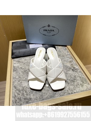 Prada Quilted leather 65 mm Block-Heel slides sandals Mule 2022 Collection 011