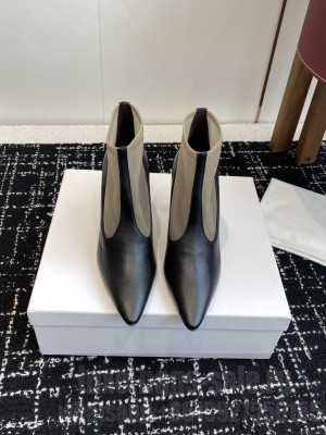 The Row Mesh and leather 80mm Heel Ankle boots Black