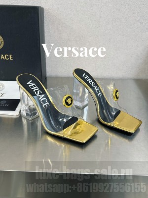 Versace "Alia" clear PVC mule sandals with Medusa medallion 06