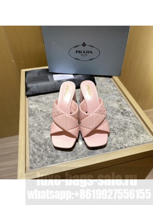 Prada Quilted leather 65 mm Block-Heel slides sandals Mule 2022 Collection 08