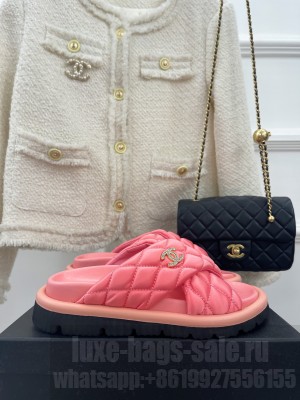 Chanel Quilted Nylon Slide Sandals with Cross Strap 2023 02