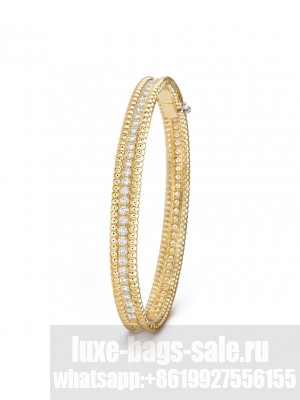 Van Cleef & Arpels Women's Perlee Diamonds Bracelet, 1 Row, Medium Model Golden