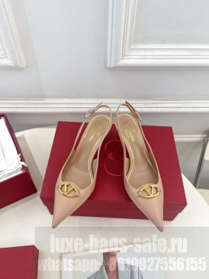 Valentino Garavani The Bold Edition Vlogo Slingback 60mm Sandals In Beige Calfskin 2025