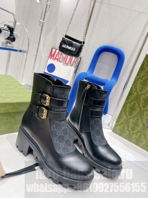 Gucci Women's GG ankle boot with buckles black