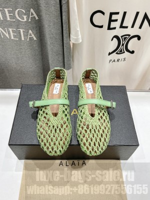Alaïa BALLET FLATS IN BRAIDED LAMBSKIN GREEN 2025
