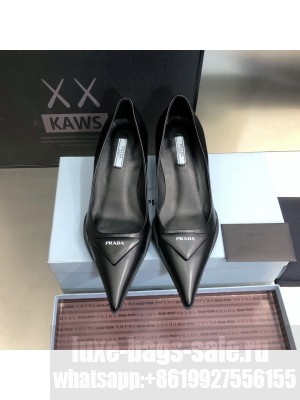 Prada Leather gabardine 3cm Black pumps 