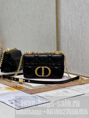 SMALL DIOR CARO BAG Supple Cannage Calfskin M9241U black&gold