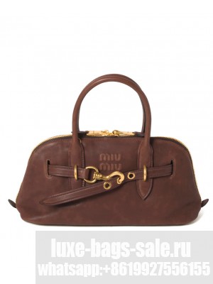 Miumiu Aventure Nappa Leather Top-handle Bag Coffee