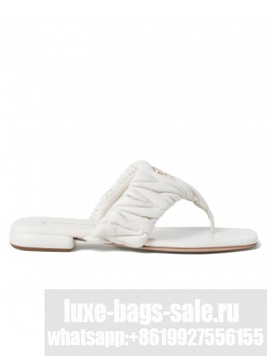 Miumiu Women's Matelasse Nappa Leather Thong Sandals White