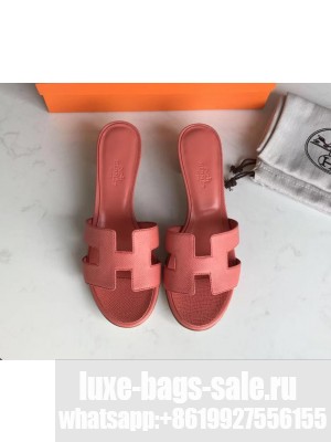 Hermes Heel 5cm Oasis Slipper Sandals in epsom Leather lobster pink
