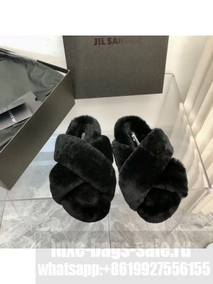 Jil sander Shearling Slides Black