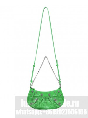 Balenciaga Le Cagole Mini Purse With Chain Metallized Green