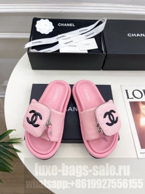 Chanel Canvas Pillow Slides Sandal with Zip Pouch Pink 2025