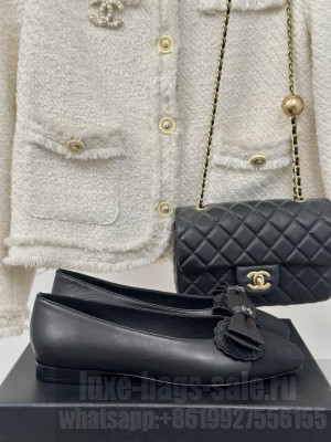 Chanel Calfskin & Grosgrain Ballet Flat with Bow 2024 